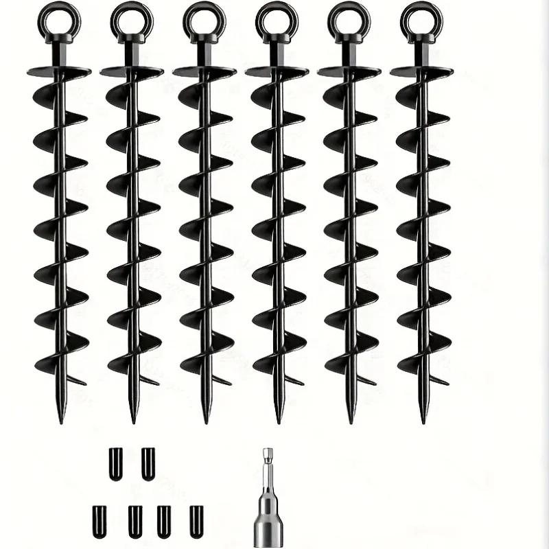 6-pack Ground Anchor Screws, Heavy-duty Tent Pegs for Bungee Poles, Wind-resistant Tent Stakes, Suitable for Tents, Trampolines, Pavilions, Carports, Animal Trap Anchors, Sunshades, And Swing Sets. Black, Tent Stakes for Ground
6-pack Ground Anchor Screws, Heavy-duty Tent Pegs for Bungee Poles, Wind-resistant Tent Stakes, Suitable for Tents, Trampolines, Pavilions, Carports, Animal Trap Anchors, Sunshades, And Swing Sets. Black, Tent Stakes for Ground