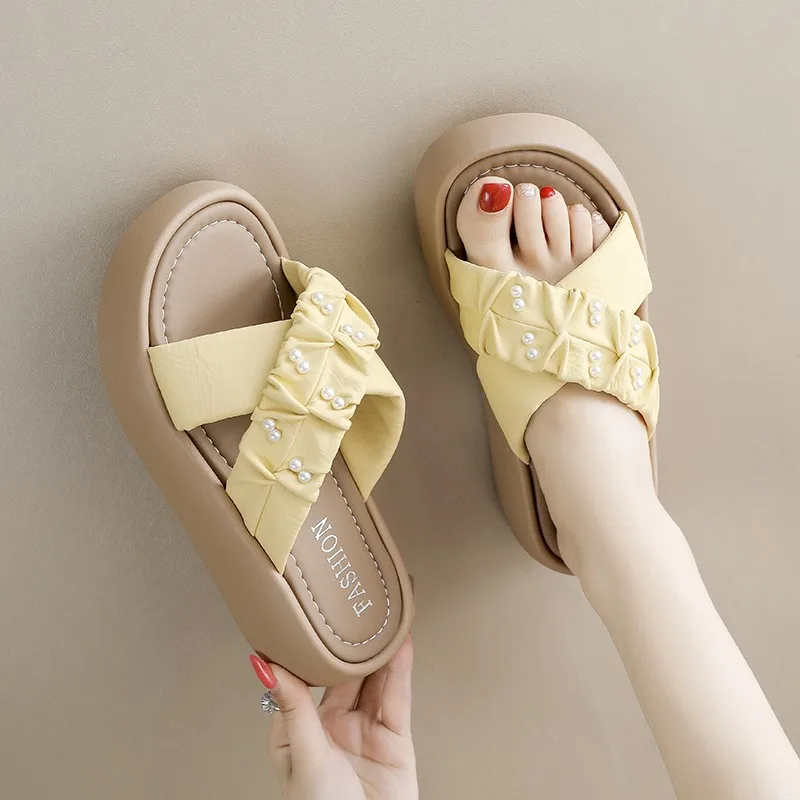 Cute Bow Pearl One Band Slippers Sweet Fairy Versatile Lightweight Casual Ladies Daily Beach Outdoor Leisure Footwear
Cute Bow Pearl One Band Slippers Sweet Fairy Versatile Lightweight Casual Ladies Daily Beach Outdoor Leisure Footwear
