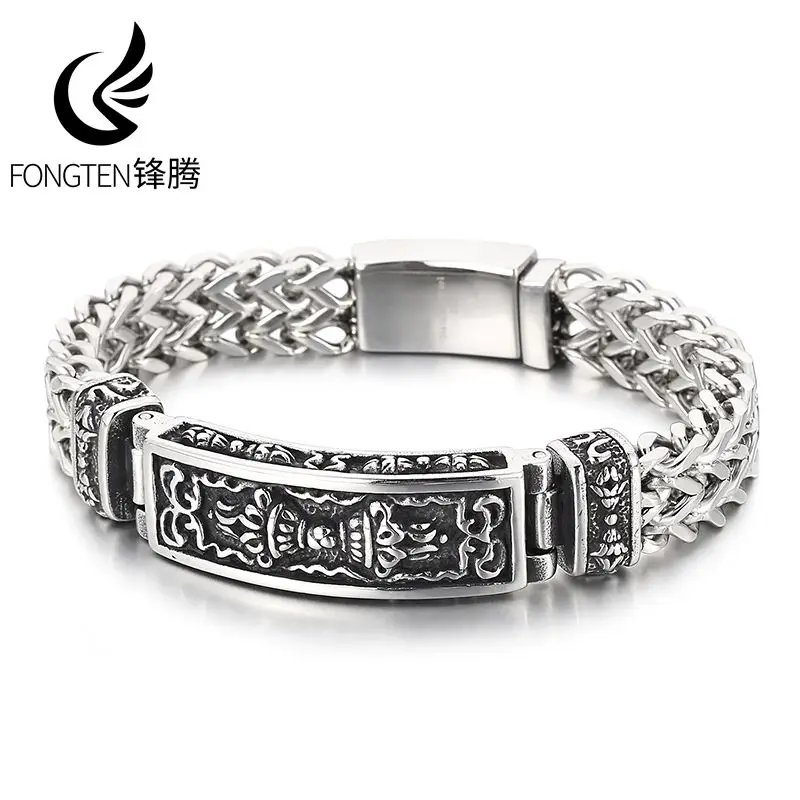 Fongten Vintage Stainless Steel Bracelet For Men Personalized Trendy Pattern Bangle Fashion Jewelry Banquet Birthday Gift
Fongten Vintage Stainless Steel Bracelet For Men Personalized Trendy Pattern Bangle Fashion Jewelry Banquet Birthday Gift