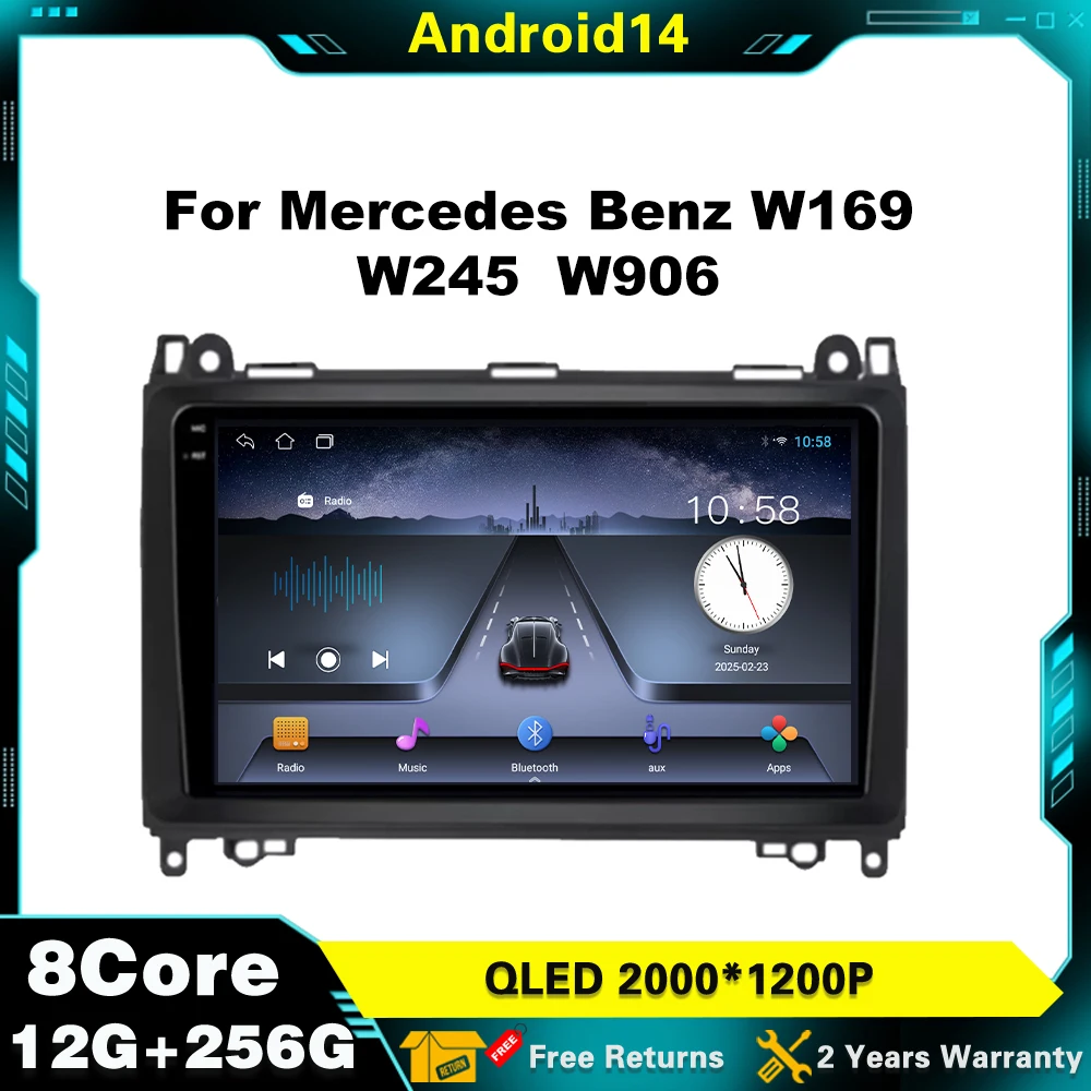 9" Android 14 For Mercedes Benz W169 W245 W906 auto car Radio Classe W169 W245 Multimedia car Stereo audio Player Navigation
9" Android 14 For Mercedes Benz W169 W245 W906 auto car Radio Classe W169 W245 Multimedia car Stereo audio Player Navigation