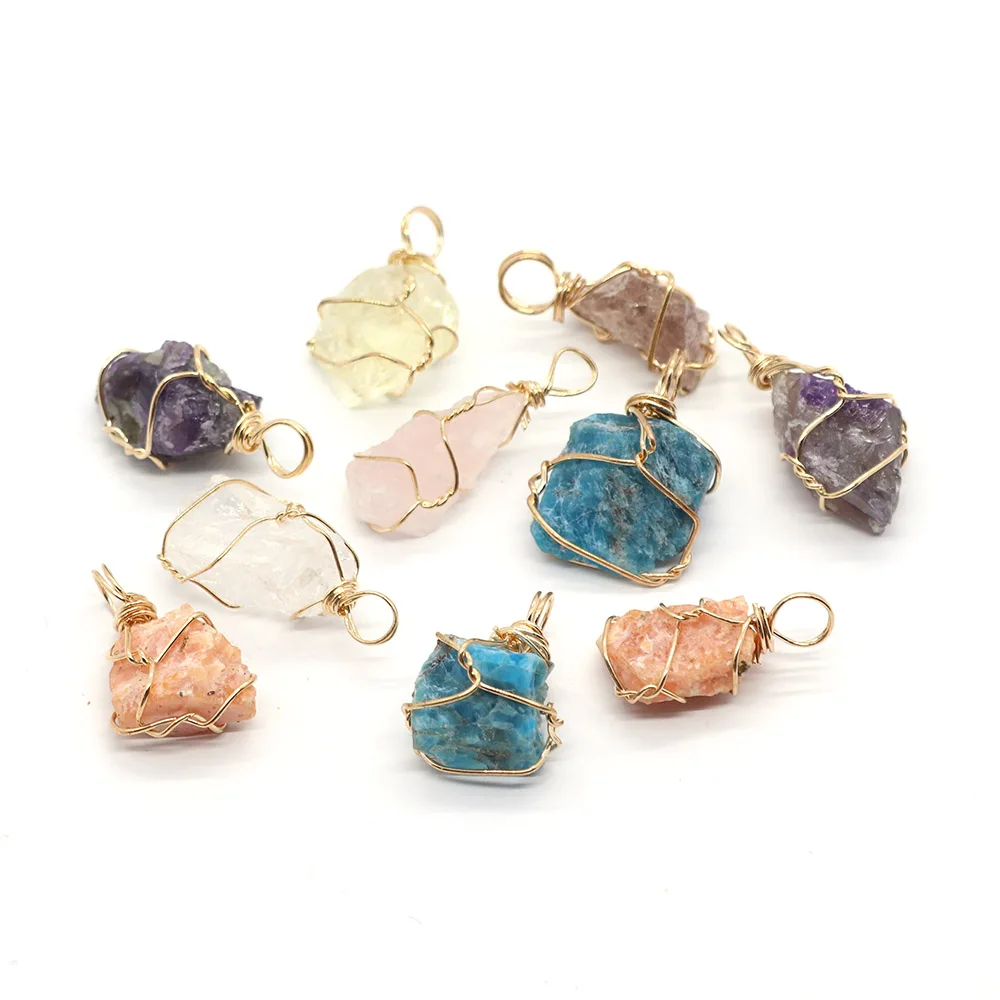 Natural stone Wire-wound pendant irregular shape crystal diy charms for jewelry making necklace earrings charm accessories
Natural stone Wire-wound pendant irregular shape crystal diy charms for jewelry making necklace earrings charm accessories