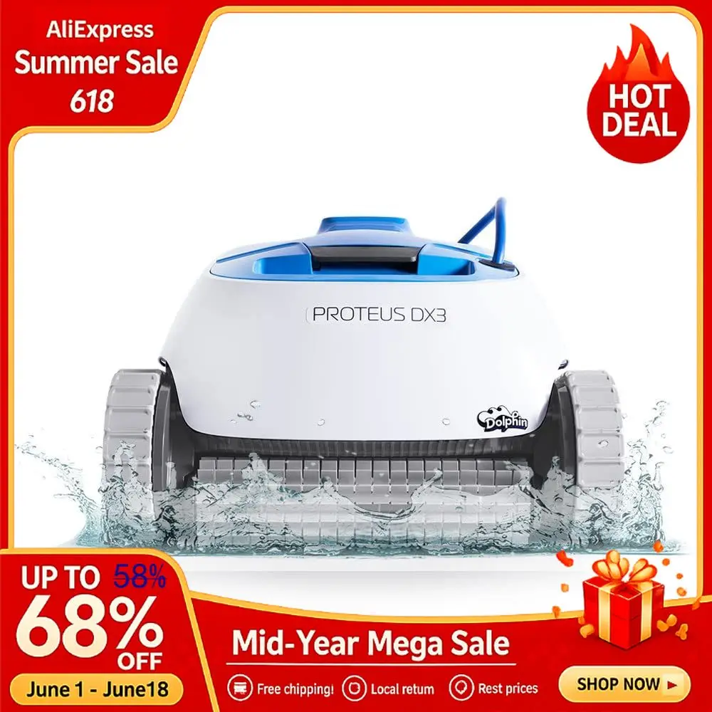 Automatic Robotic Pool Vacuum Cleaner, Wall Climbing, Active Scrubber Brush, Ideal for Inground Pools up to 3 Custom
Automatic Robotic Pool Vacuum Cleaner, Wall Climbing, Active Scrubber Brush, Ideal for Inground Pools up to 3 Custom