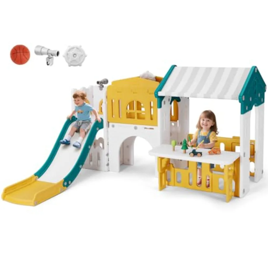 9 in 1 Toddler Slide Freestanding Kid Climber Slide Playset Toddler Playhouse with Slide Basketball Hoop and Climbing Frame Ind
9 in 1 Toddler Slide Freestanding Kid Climber Slide Playset Toddler Playhouse with Slide Basketball Hoop and Climbing Frame Ind