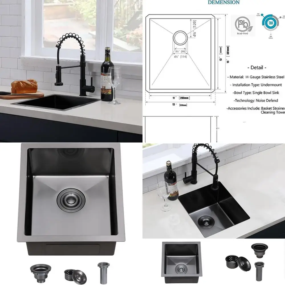 13x15 Inch Stainless Steel Undermount Single Bowl Bar Sink for Small Kitchens and Outdoor Wet Bars
13x15 Inch Stainless Steel Undermount Single Bowl Bar Sink for Small Kitchens and Outdoor Wet Bars