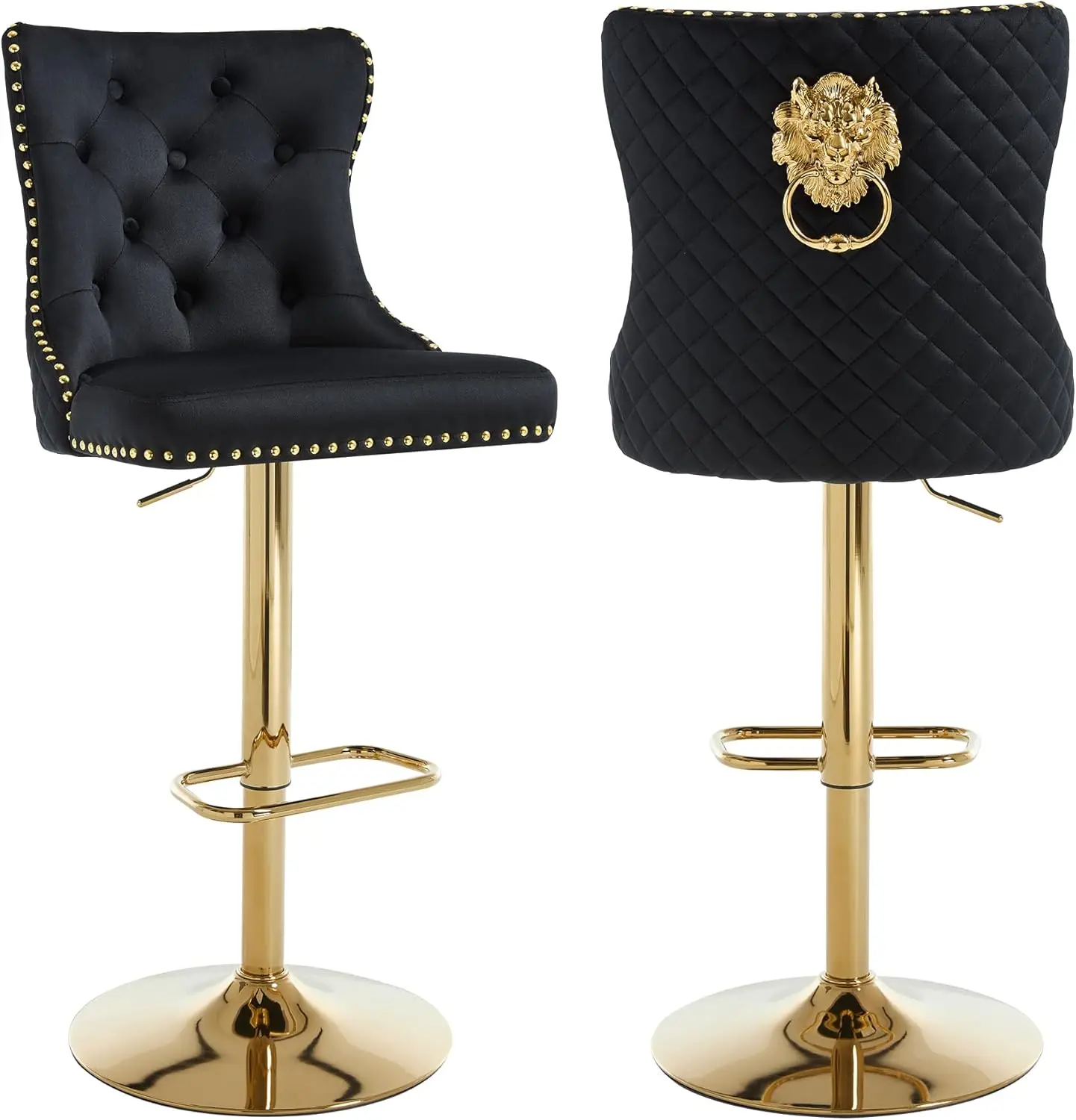Набор из 2 барных стульев Gold, барные стулья из вельвета с ручкой-кольцом в виде льва, современные регулируемые барные стулья для кухонного острова/кафе, черные
Набор из 2 барных стульев Gold, барные стулья из вельвета с ручкой-кольцом в виде льва, современные регулируемые барные стулья для кухонного острова/кафе, черные