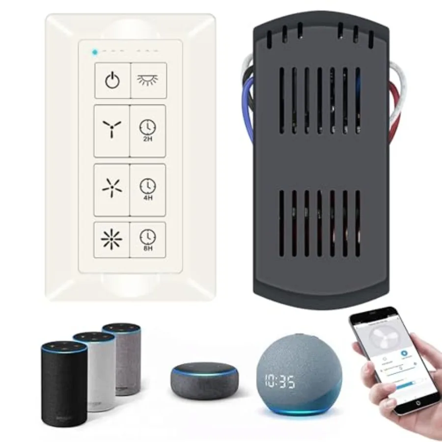 Universal Smart Ceiling Fan Remote Control and Light Dimmer, 3 Speed with 2-8h Timming, Smart Home Devices That Compatible with
Universal Smart Ceiling Fan Remote Control and Light Dimmer, 3 Speed with 2-8h Timming, Smart Home Devices That Compatible with