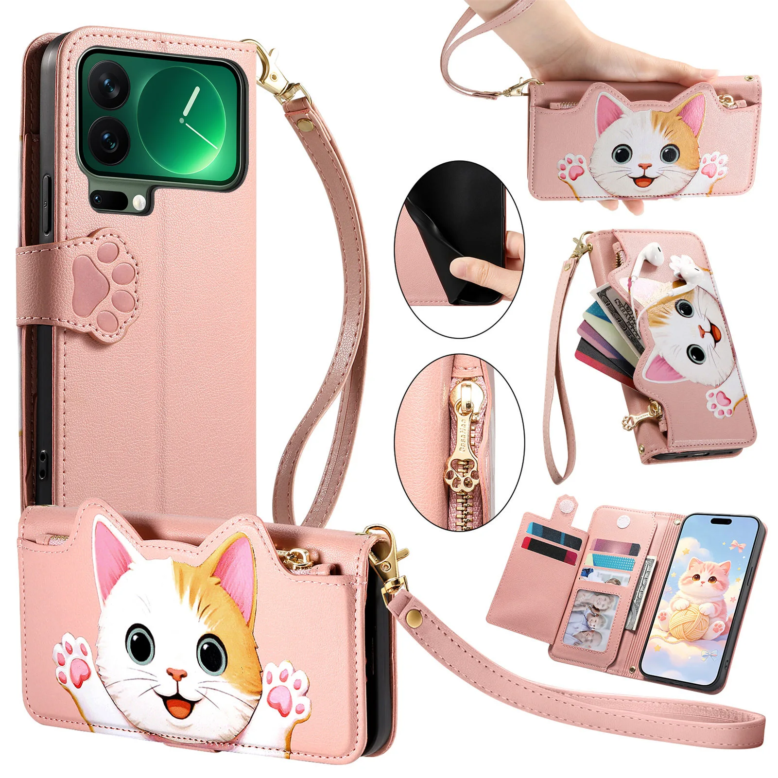 Detachable Wristband with Magnetic Flip Cover for Xiaomi 17 Pro Max/15 14 Ultra/15S Pro with Wallet Card Slots
Detachable Wristband with Magnetic Flip Cover for Xiaomi 17 Pro Max/15 14 Ultra/15S Pro with Wallet Card Slots
