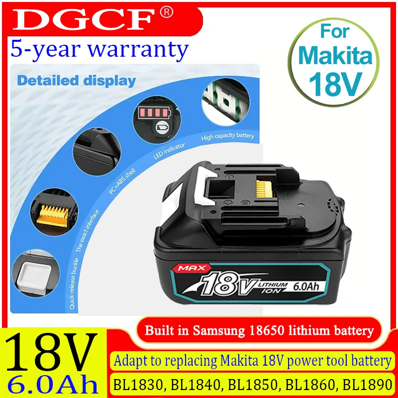 For Makita18V 6Ah 18650 Original Lithium ion Rechargeable Battery drill Replacement Battery BL1860 BL1830 BL1850 BL1860B18V1865
For Makita18V 6Ah 18650 Original Lithium ion Rechargeable Battery drill Replacement Battery BL1860 BL1830 BL1850 BL1860B18V1865