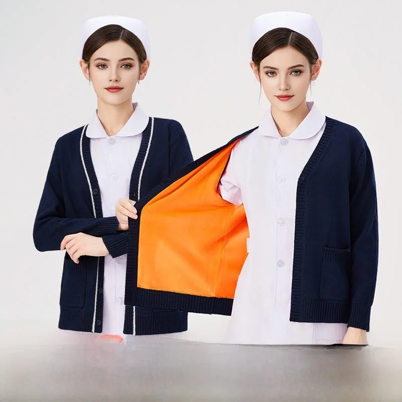 Теплый вязаный кардиган для медсестер Thiened Fce, осенне-зимний жилет для работы в больнице, женский свитер с длинным рукавом и V-образным вырезом
Теплый вязаный кардиган для медсестер Thiened Fce, осенне-зимний жилет для работы в больнице, женский свитер с длинным рукавом и V-образным вырезом
