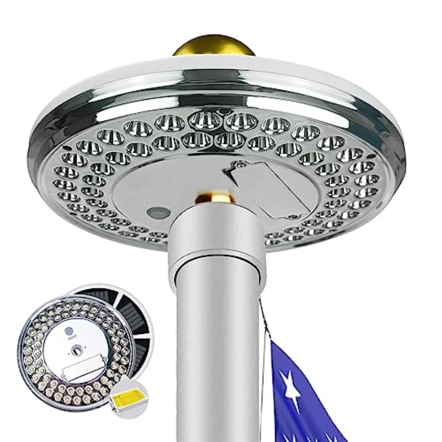 Flag Pole Light Solar Powered Outdoor, IP65 Waterproof Solar Flagpole Light Top Mount, 60 LEDs 100% Flag Coverage Fits Most 15-
Flag Pole Light Solar Powered Outdoor, IP65 Waterproof Solar Flagpole Light Top Mount, 60 LEDs 100% Flag Coverage Fits Most 15-