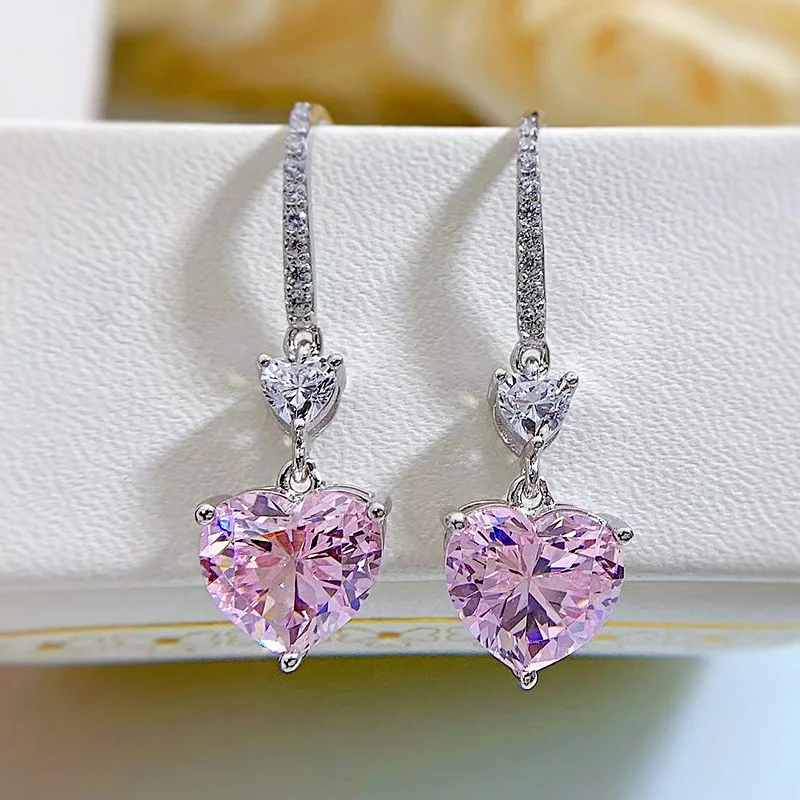 Jewelry 2022 New Solid 925 Sterling Silver Stud Earrings Heart Cut Pink High Carbon Diamond Engagement Party Jewelry For Women
Jewelry 2022 New Solid 925 Sterling Silver Stud Earrings Heart Cut Pink High Carbon Diamond Engagement Party Jewelry For Women