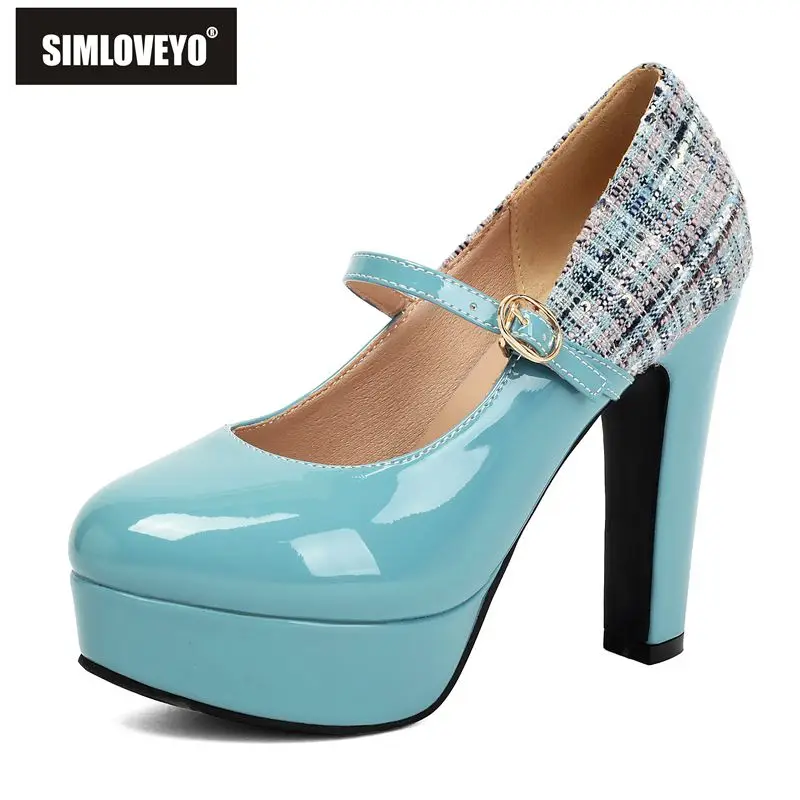 SIMLOVEYO Blue Female Pumps Round Toe 12cm Chunky Heel 3cm Platform Buckle Strap Splicing Plus Size 44 45 46 47 48 Dating Shoes
SIMLOVEYO Blue Female Pumps Round Toe 12cm Chunky Heel 3cm Platform Buckle Strap Splicing Plus Size 44 45 46 47 48 Dating Shoes