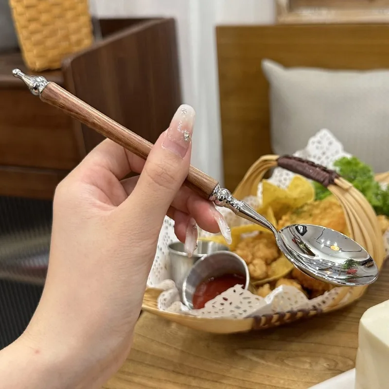 Pear Wood Handle Stainless Steel Long Round Head Spoon for Rice Soup Dessert Tableware Kitchen Dining Tool
Pear Wood Handle Stainless Steel Long Round Head Spoon for Rice Soup Dessert Tableware Kitchen Dining Tool