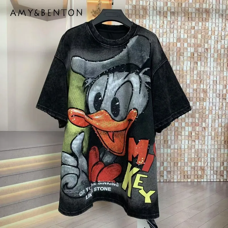 2025 Autumn New Heavy Industry Cartoon Kawaii Tshirts Fashion Medium And Long Oversized Loose Short-sleeved T-shirt Top Pullover
2025 Autumn New Heavy Industry Cartoon Kawaii Tshirts Fashion Medium And Long Oversized Loose Short-sleeved T-shirt Top Pullover