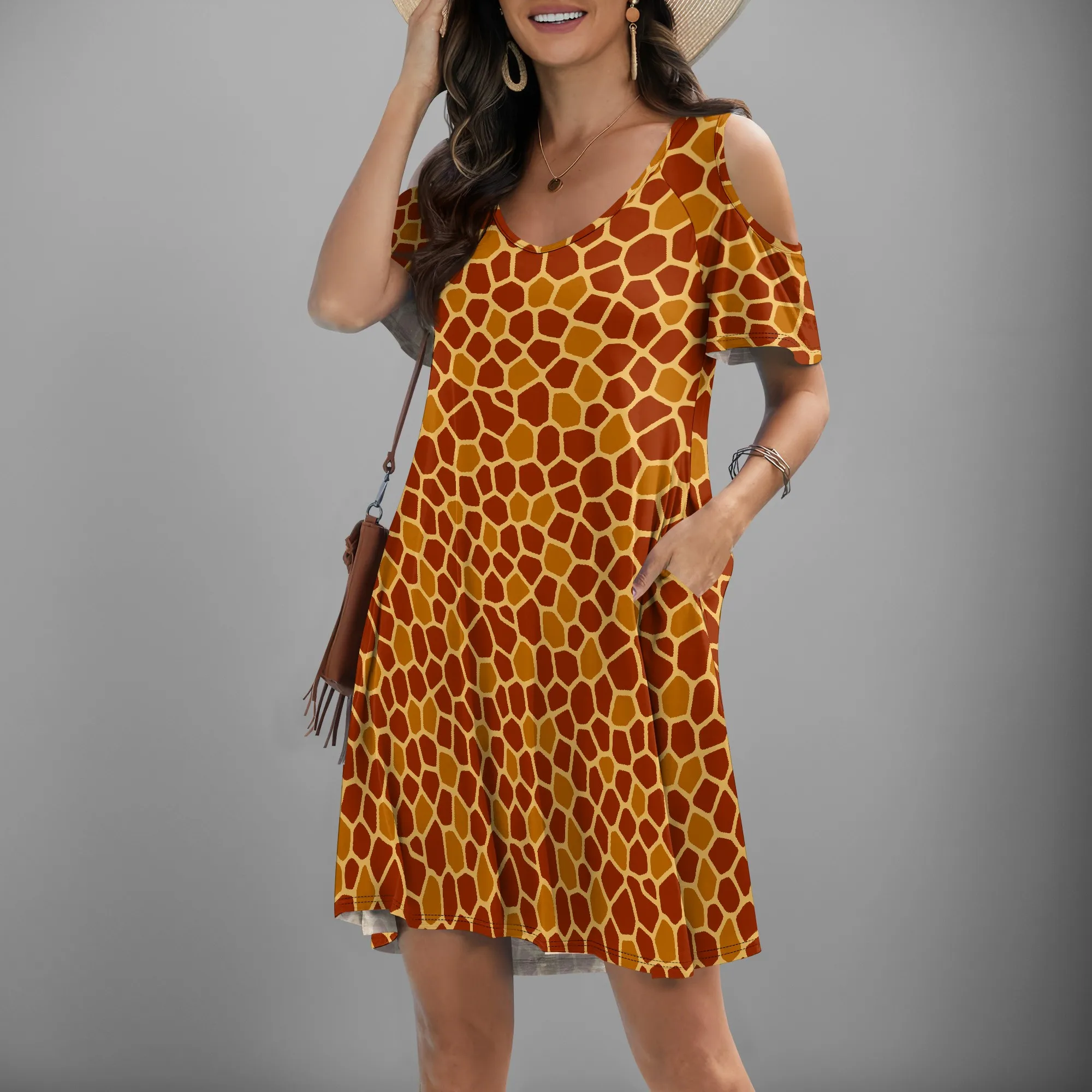 Off Shoulder Short Sleeved Women V-neck Mini Dress with Pocket A-type Skirt XS-3XL Flowy
Off Shoulder Short Sleeved Women V-neck Mini Dress with Pocket A-type Skirt XS-3XL Flowy