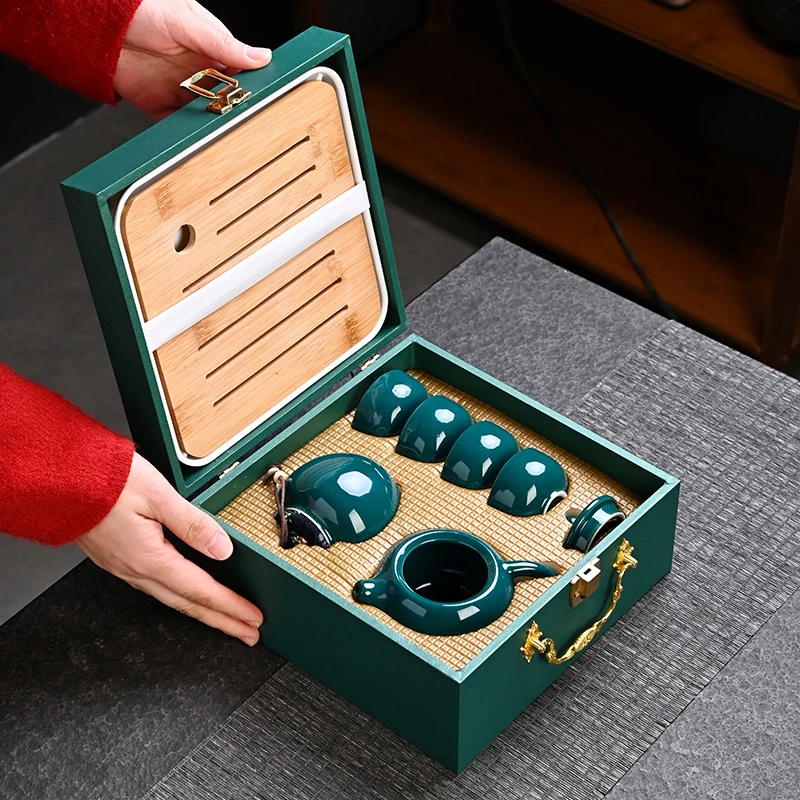 Tea set includes tea tray with gift box, ceramic kung fu tea set
Tea set includes tea tray with gift box, ceramic kung fu tea set