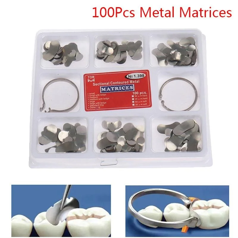 100Pcs Dental Matrix Sectional Contoured Metal Matrices Bands Dental Matrix Rings Full Teeth Replacement Dentsit Oral Care
100Pcs Dental Matrix Sectional Contoured Metal Matrices Bands Dental Matrix Rings Full Teeth Replacement Dentsit Oral Care