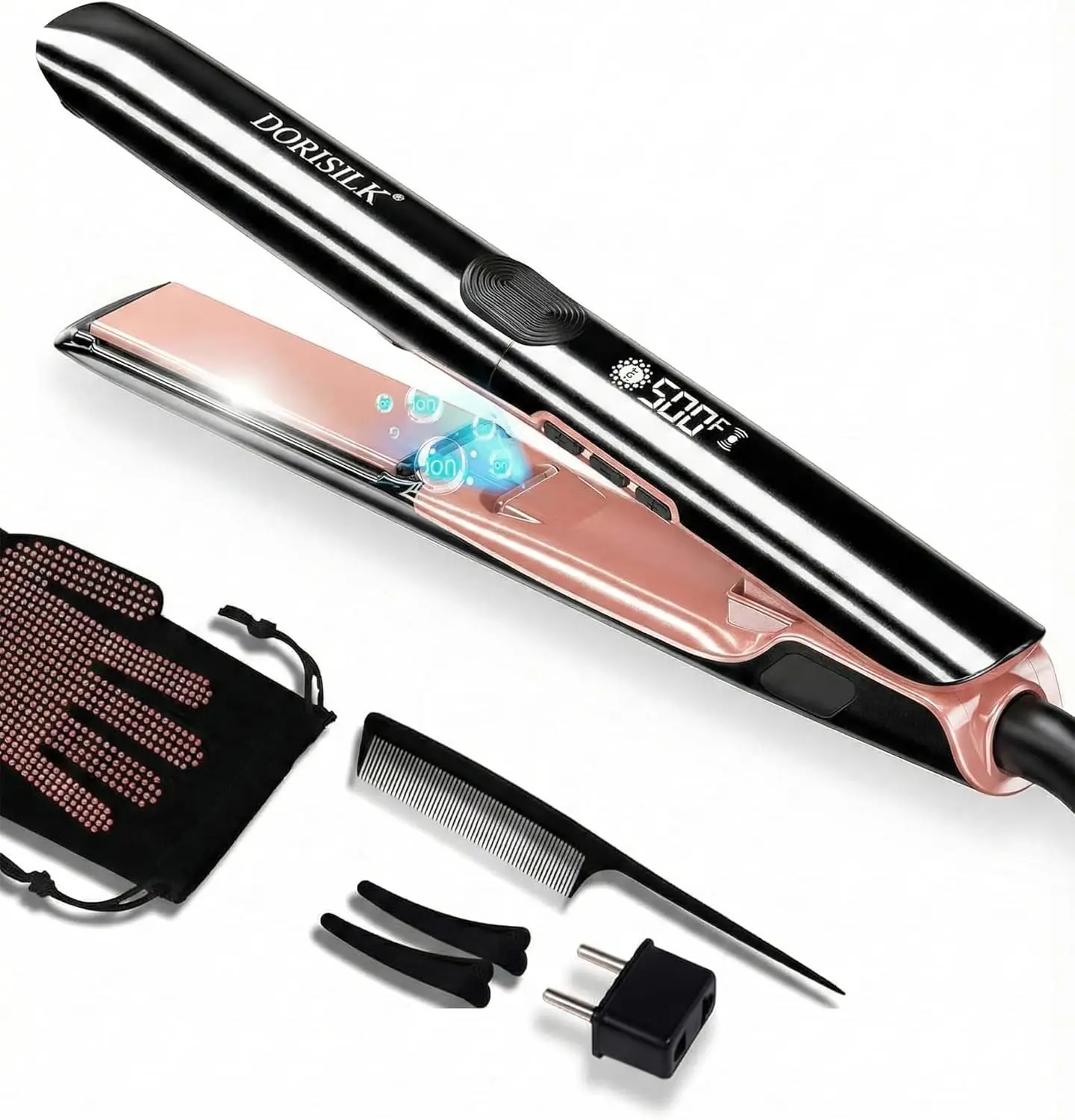 500°F Professional Hair Straightener & Curler, 30s Fast Heating, Ceramic Flat Iron, Frizz-Free, Dual Voltage
500°F Professional Hair Straightener & Curler, 30s Fast Heating, Ceramic Flat Iron, Frizz-Free, Dual Voltage