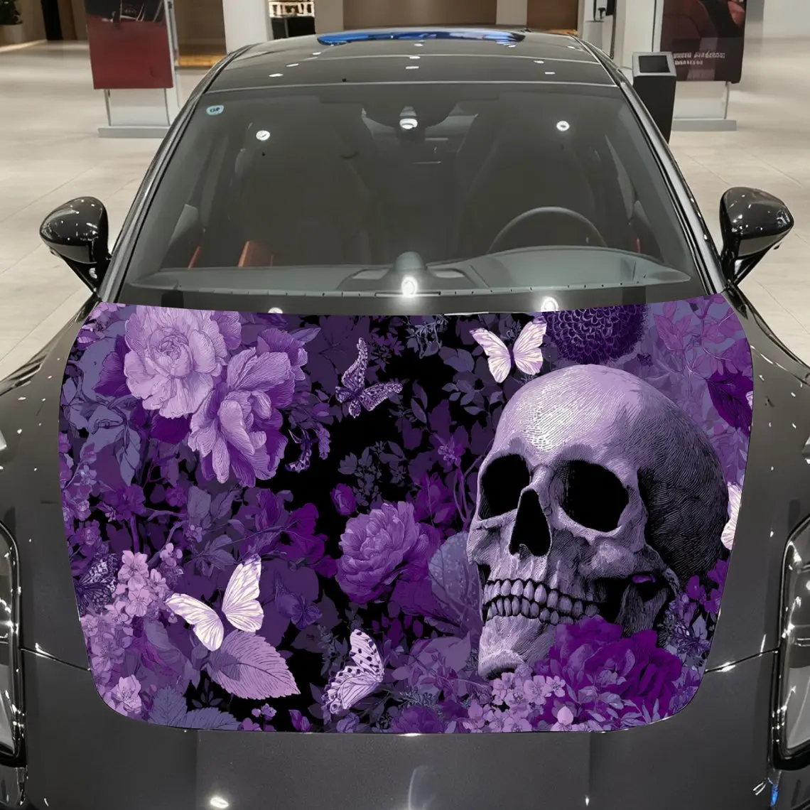 Car Decal Skull with Purple Floral & Butterfly Motif in Artistic Whimsical Dark Fantasy Style - Edgy Gothic Aesthetic Car Hood S
Car Decal Skull with Purple Floral & Butterfly Motif in Artistic Whimsical Dark Fantasy Style - Edgy Gothic Aesthetic Car Hood S