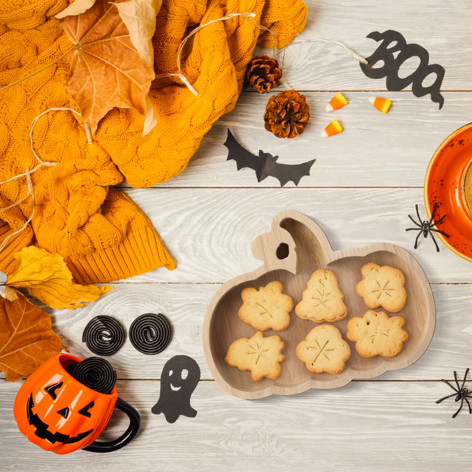 Decorative Wood Tray Pumpkin Inspired for Food Serving Snacks Candies Cakes Table Centerpiece Halloween Home Decoration
Decorative Wood Tray Pumpkin Inspired for Food Serving Snacks Candies Cakes Table Centerpiece Halloween Home Decoration