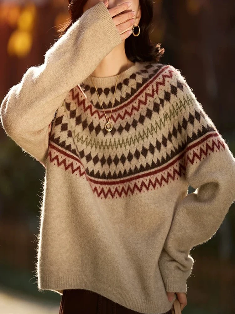 Autumn/Winter New Round Neck Imitation Wool Sweater Knittde Vintage Loose Fit Thick Sweaters Chic Streetwear for Women
Autumn/Winter New Round Neck Imitation Wool Sweater Knittde Vintage Loose Fit Thick Sweaters Chic Streetwear for Women