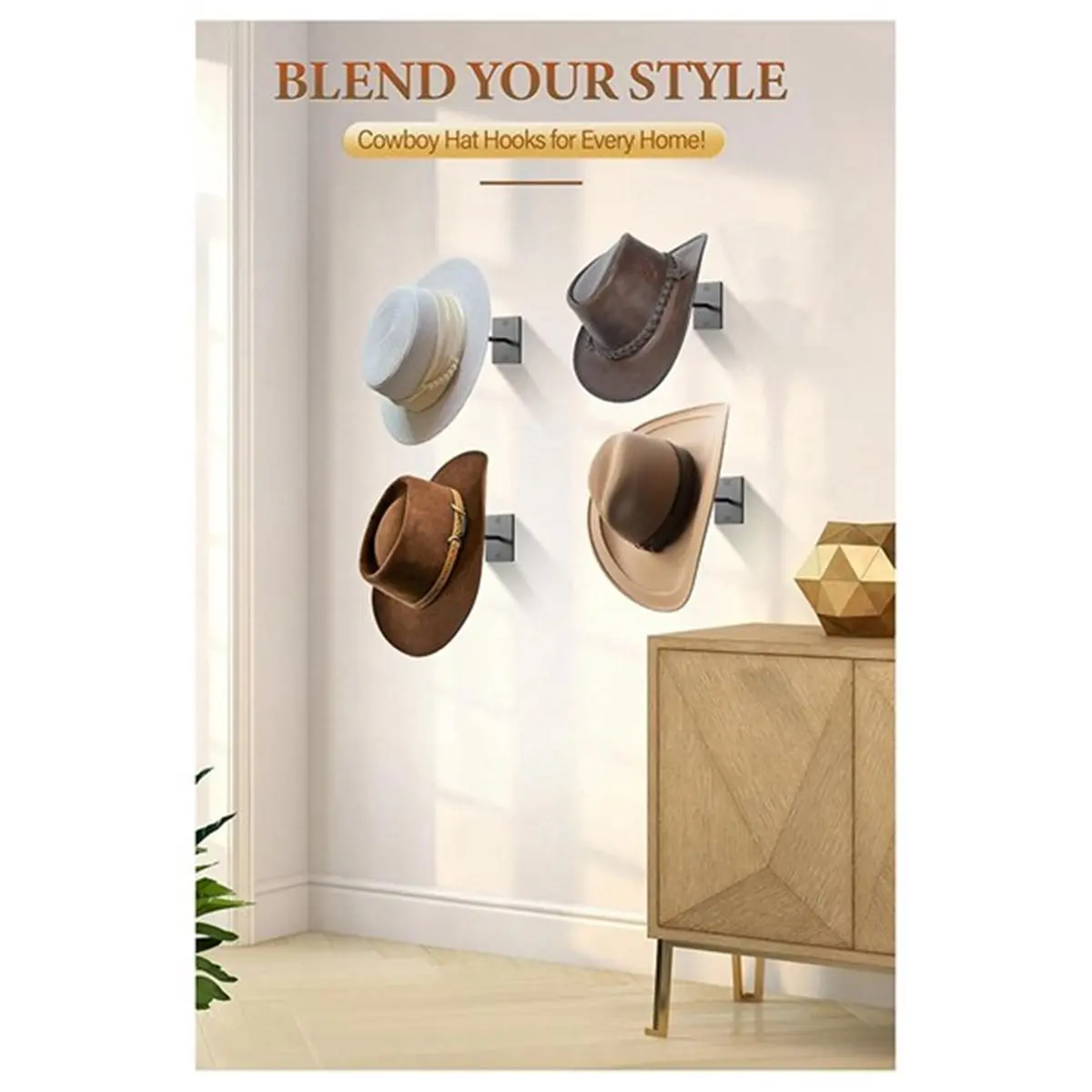 8 Pack Cowboy Hat Holder Wall Mount, Western Rustic Metal Hats Hooks for Western-Hat,Sun Hats,Wide Brim
8 Pack Cowboy Hat Holder Wall Mount, Western Rustic Metal Hats Hooks for Western-Hat,Sun Hats,Wide Brim