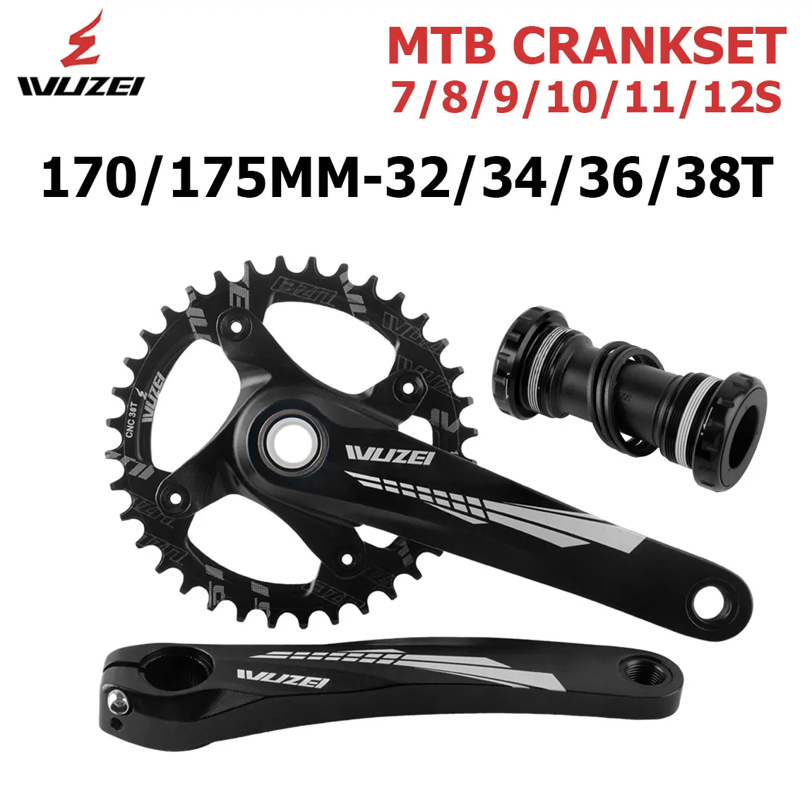 WUZEI Mountain Bicycle Crankset 32 34 36 38T MTB Chainset 170 175mm Sprocket MTB Chainring Narrow Wide Crown City Bike Crank
WUZEI Mountain Bicycle Crankset 32 34 36 38T MTB Chainset 170 175mm Sprocket MTB Chainring Narrow Wide Crown City Bike Crank