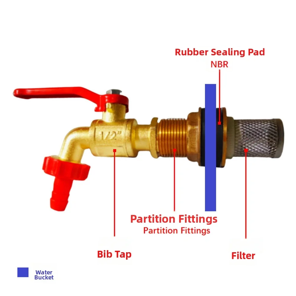 Rainwater Tank Spigot with Brass Faucet 1/2 Inch OD Inlet GHT 3/4 Outlet with Filter and Washers for Non Drinking Water Use
Rainwater Tank Spigot with Brass Faucet 1/2 Inch OD Inlet GHT 3/4 Outlet with Filter and Washers for Non Drinking Water Use