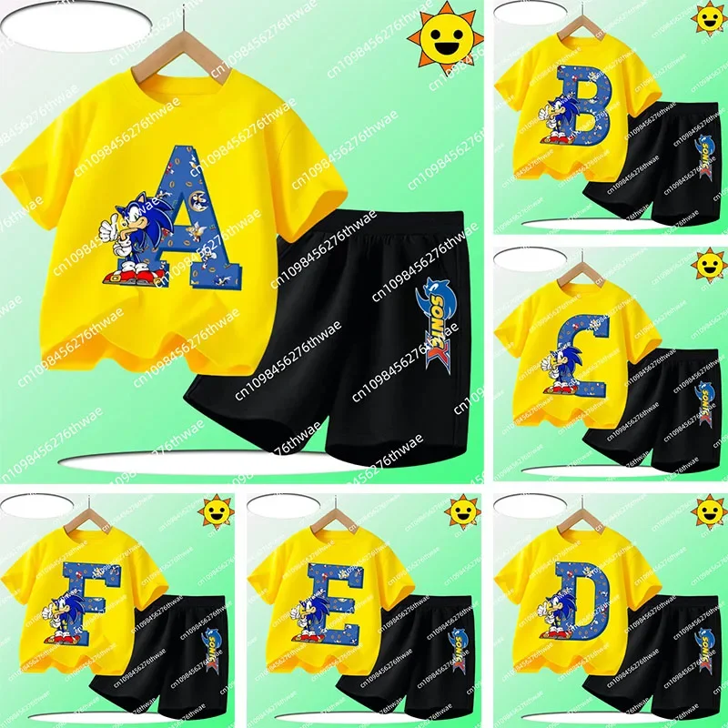 Letter A-Z Sonic Summer New Style T-Shirt 2-piece Children's Short-Sleeved Set Lightning Kid Cartoon Print Boys' Casual Shirt
Letter A-Z Sonic Summer New Style T-Shirt 2-piece Children's Short-Sleeved Set Lightning Kid Cartoon Print Boys' Casual Shirt