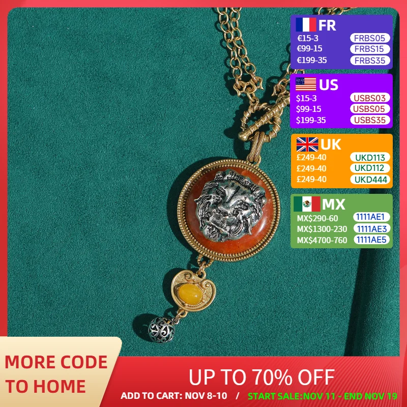 Vintage Pendant Necklace Jewelry Statement Lion King Disc Woman Natural Stone Heart Elegant Luxury Designer Antique Wedding Gift
Vintage Pendant Necklace Jewelry Statement Lion King Disc Woman Natural Stone Heart Elegant Luxury Designer Antique Wedding Gift