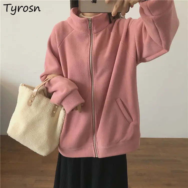 Fleece Coats Women Zipper Fashion Streetwear Winter Warm Solid Stand Collar Students All Match Simple Loose Leisure Chic New Ins
Fleece Coats Women Zipper Fashion Streetwear Winter Warm Solid Stand Collar Students All Match Simple Loose Leisure Chic New Ins