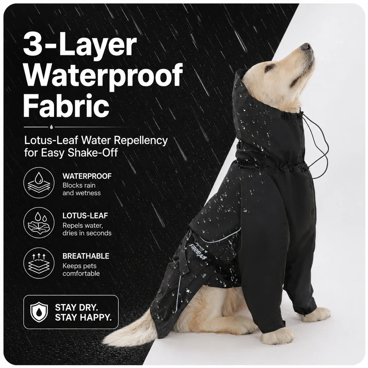 Waterproof Hiking Jacket for Medium Large Dogs Stain Resistant 4 Legs Full Coverage Raincoat for Labrador Golden Retriever
Waterproof Hiking Jacket for Medium Large Dogs Stain Resistant 4 Legs Full Coverage Raincoat for Labrador Golden Retriever