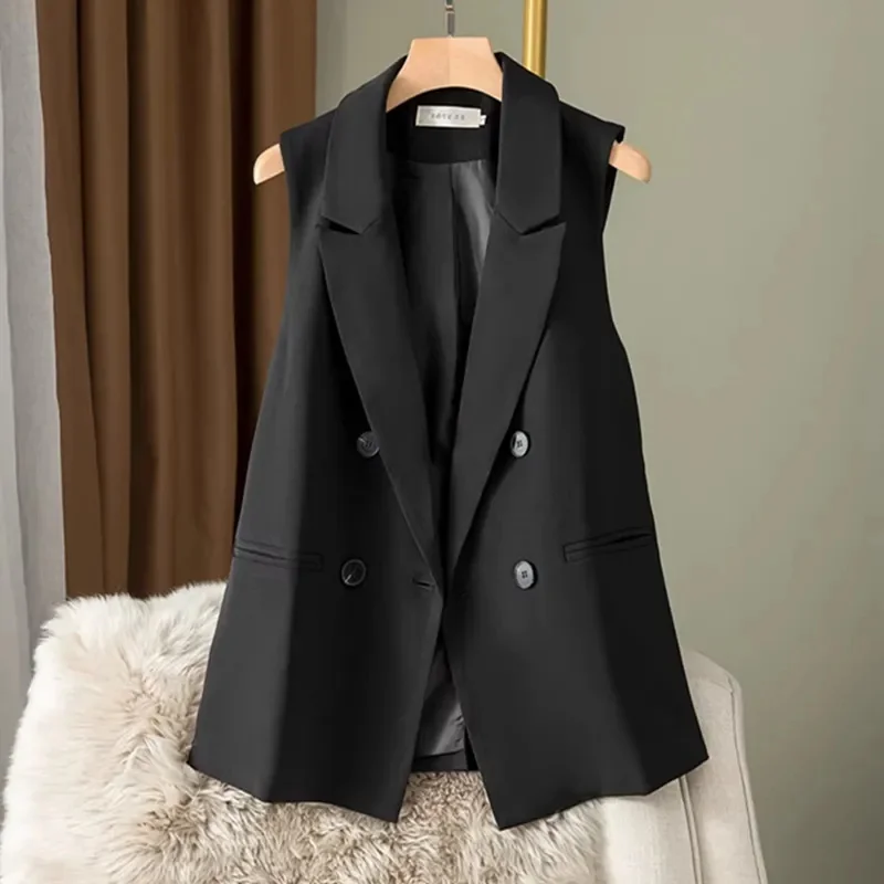 Suit Vests Women Simple Double Breasted V-neck Sleeveless Coats Daily Outwear Aesthetic Korean Style Slim All-match Trendy New
Suit Vests Women Simple Double Breasted V-neck Sleeveless Coats Daily Outwear Aesthetic Korean Style Slim All-match Trendy New