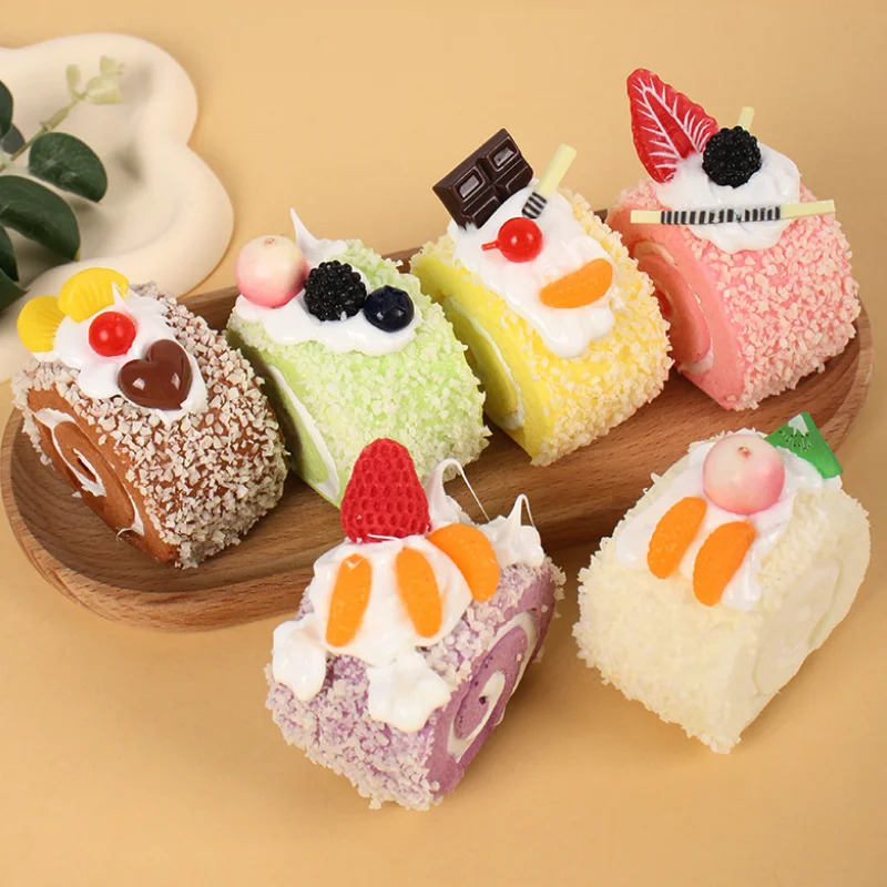 PU Soft Fabric Simulated Fruit Cream Cake Roll Model Ornaments Artificial Food Sweet Style Cream Swiss Roll Cake Fake Food Bread
PU Soft Fabric Simulated Fruit Cream Cake Roll Model Ornaments Artificial Food Sweet Style Cream Swiss Roll Cake Fake Food Bread