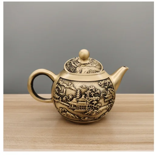 Pure brass teapot, landscape dragon and phoenix teapot, office home crafts, teapot ornaments
Pure brass teapot, landscape dragon and phoenix teapot, office home crafts, teapot ornaments