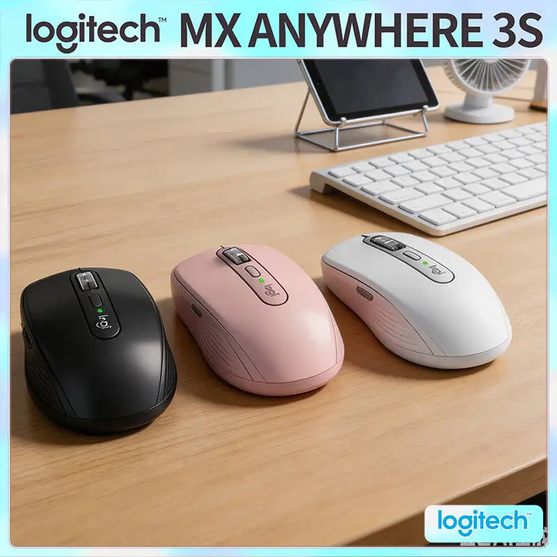 Portable Logitech MX Anywhere 3S Mouse - 8K DPI, Hyper-Scroll, Silent Click, Travel-Friendly for Mall Work Session