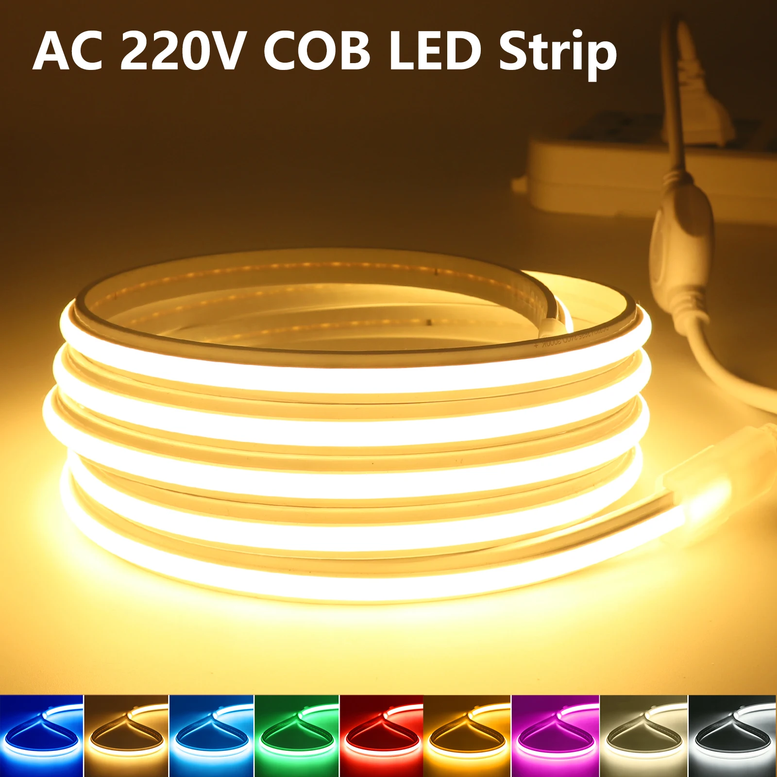High Brightness COB LED Strip 220V Waterproof 240LEDs/m COB Neon Strip 10cm Cuttable Adhesive Tape for Room Decor 9 Colors
High Brightness COB LED Strip 220V Waterproof 240LEDs/m COB Neon Strip 10cm Cuttable Adhesive Tape for Room Decor 9 Colors