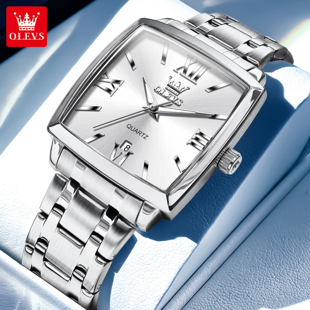 OLEVS 2969 Кварцевые модные часы в подарок с квадратным циферблатом из нержавеющей стали, ремешок для часов, наручные часы с календарем, светящийся 
OLEVS 2969 Кварцевые модные часы в подарок с квадратным циферблатом из нержавеющей стали, ремешок для часов, наручные часы с календарем, светящийся