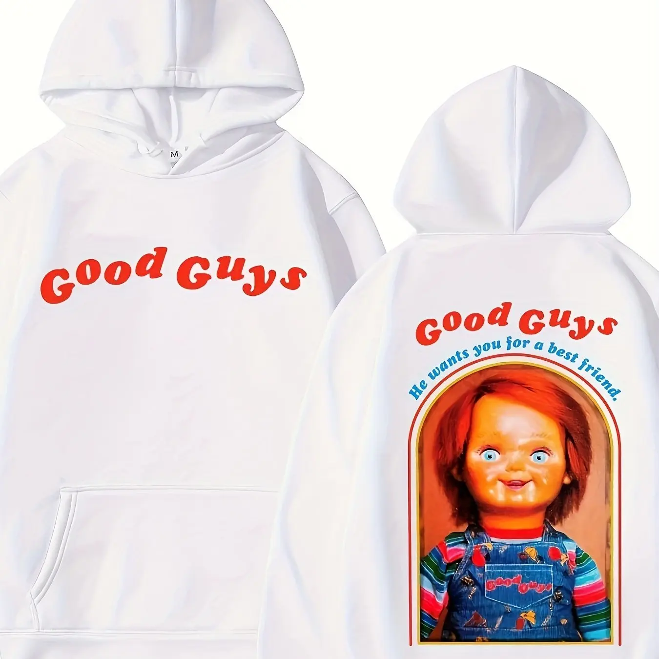 20.25 Million Halloween Special Chucky Horror Movie Pattern Hoodie - "Good Guys" Text and Character Prints Open School Season 
20.25 Million Halloween Special Chucky Horror Movie Pattern Hoodie - "Good Guys" Text and Character Prints Open School Season