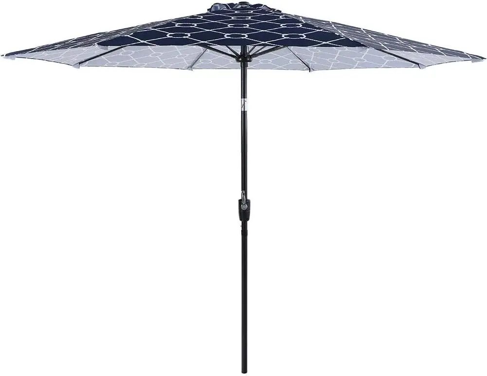 9ft Fiberglass Patio Umbrellas, Outdoor Printing Auto-Tilt Market Umbrella With 8 Sturdy Ribs, Navy Blue & White Printing
9ft Fiberglass Patio Umbrellas, Outdoor Printing Auto-Tilt Market Umbrella With 8 Sturdy Ribs, Navy Blue & White Printing