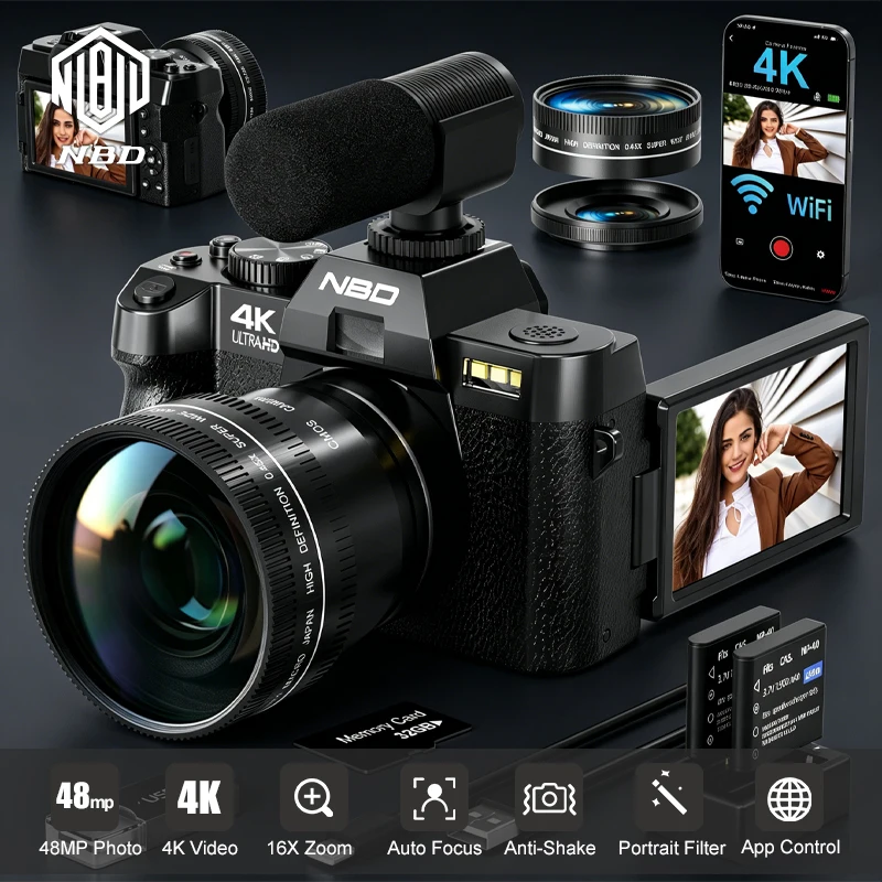 Professional 4K&48MP Digital Camera 16X Digital Zoom Photography & Vlogging App Control Compact Camera with Flip Screen Auto Focus for Travel YouTube Gift
Professional 4K&48MP Digital Camera 16X Digital Zoom Photography & Vlogging App Control Compact Camera with Flip Screen Auto Focus for Travel YouTube Gift