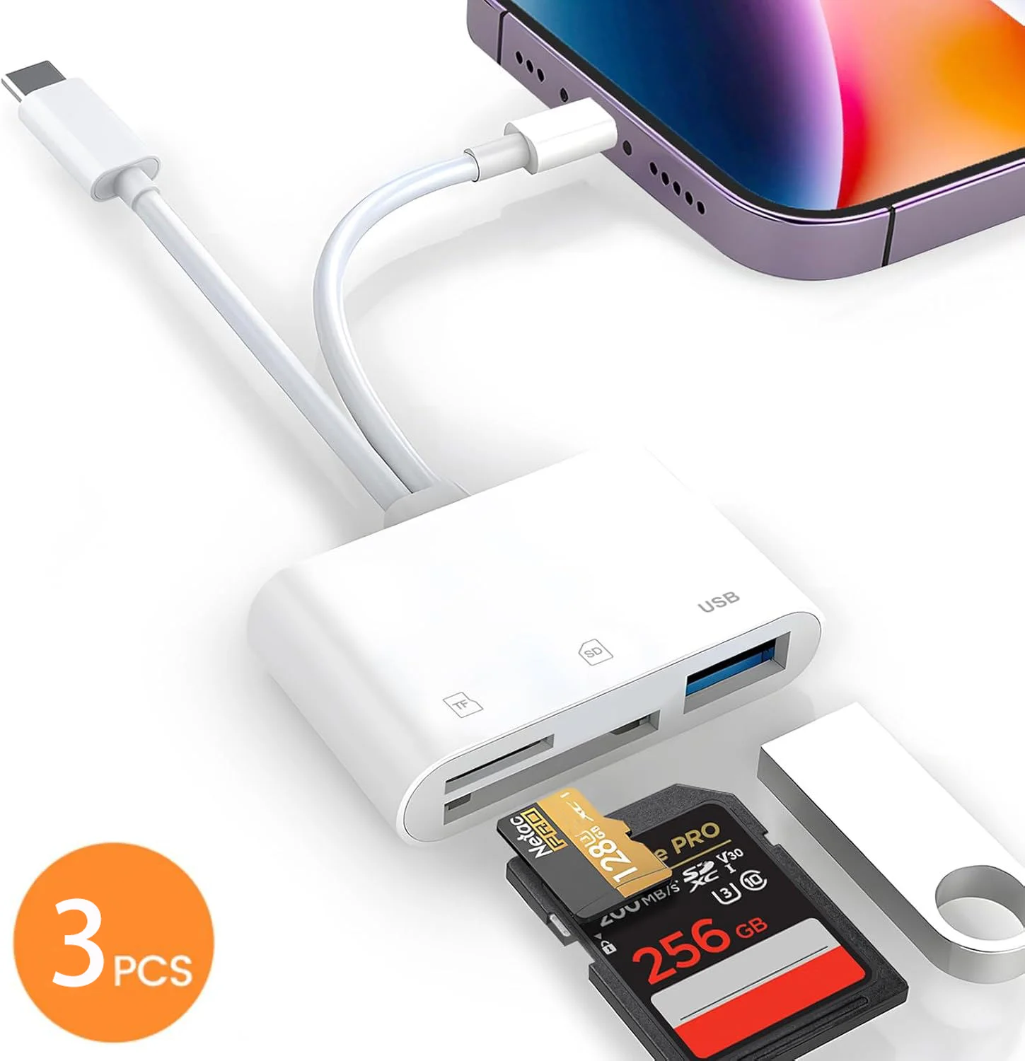 3pcs 5-in-1 USB 3.0 Type C SD TF Card Reader Adapter for iPhone iPad MacBook Samsung Android Cameras Other Devices Plug and play
3pcs 5-in-1 USB 3.0 Type C SD TF Card Reader Adapter for iPhone iPad MacBook Samsung Android Cameras Other Devices Plug and play