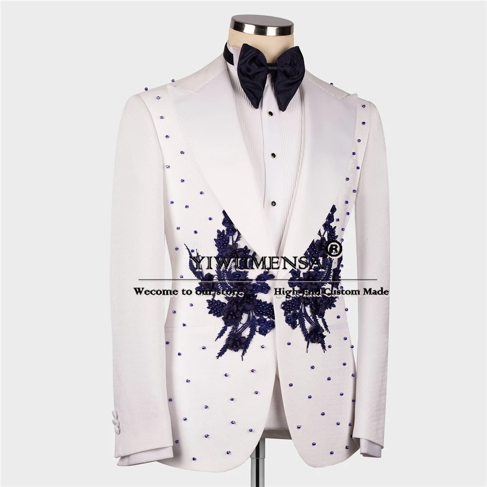 Unique Designer Suits Men Pearls Appliques Prom Blazer Plus Size Groom Wedding Tuxedos 2 Pcs Traje De Hombre Elegante Men Dress
Unique Designer Suits Men Pearls Appliques Prom Blazer Plus Size Groom Wedding Tuxedos 2 Pcs Traje De Hombre Elegante Men Dress