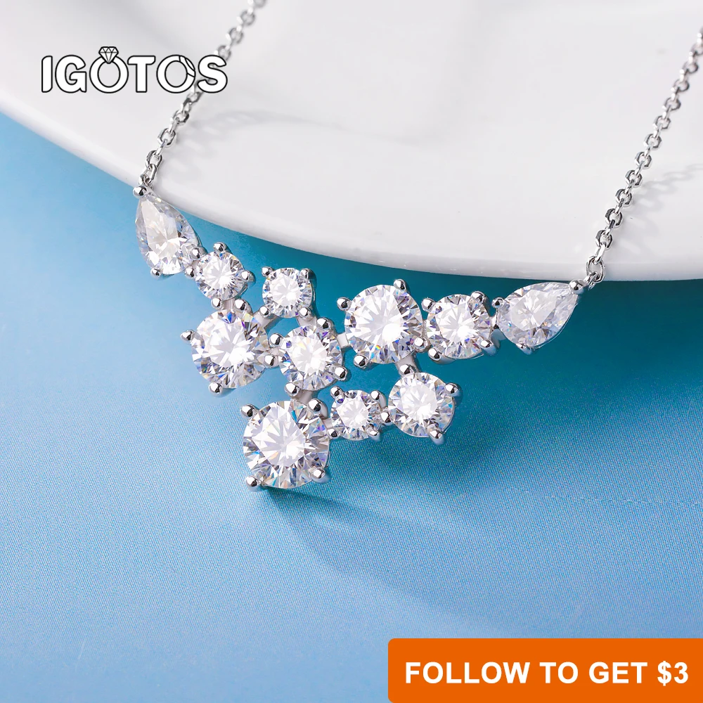 IGOTOS 4.8cttw Full Moissanite Necklaces For Women 925 Sterling Silver Round Pear Cut Diamond Pendant Necklace Fine Jewelry GRA
IGOTOS 4.8cttw Full Moissanite Necklaces For Women 925 Sterling Silver Round Pear Cut Diamond Pendant Necklace Fine Jewelry GRA