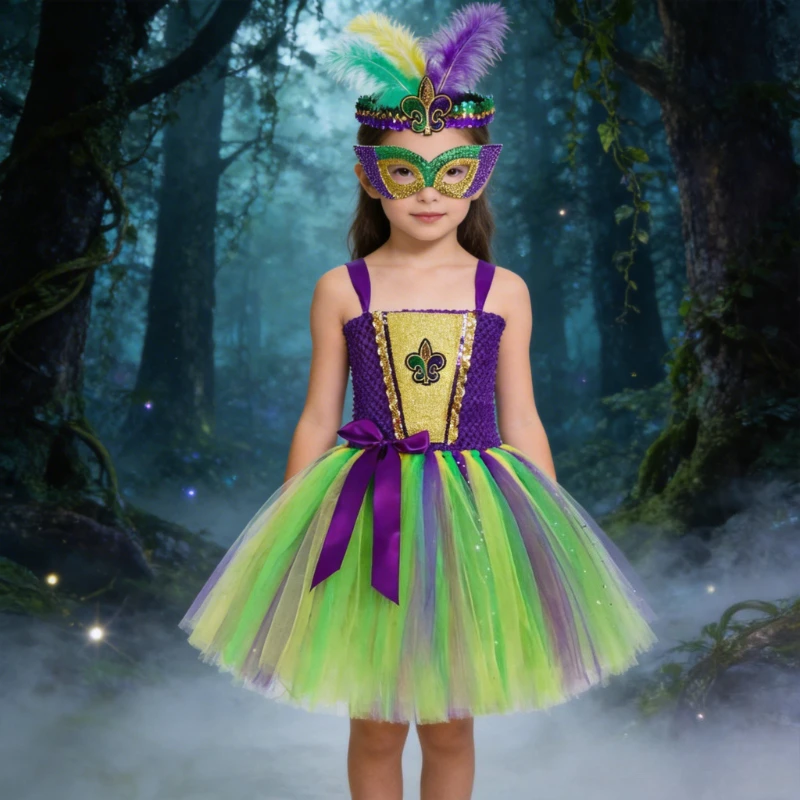 Girls Festive Mardi Gras Ballet Tutu Dress Carnival Holiday Stage Outfit Kids Party Costume with Matching Mask and Hairband
Girls Festive Mardi Gras Ballet Tutu Dress Carnival Holiday Stage Outfit Kids Party Costume with Matching Mask and Hairband