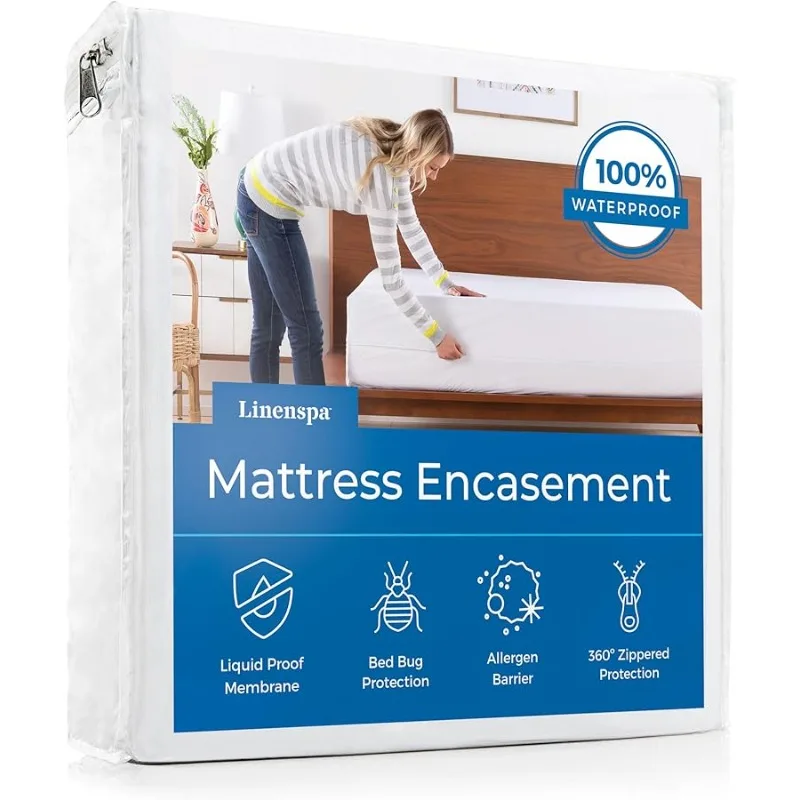 Zippered Mattress Encasement – Queen Size Waterproof Mattress Protector – Quiet Co er & Complete protection – Dorm Room Essentia 
Zippered Mattress Encasement – Queen Size Waterproof Mattress Protector – Quiet Co er & Complete protection – Dorm Room Essentia