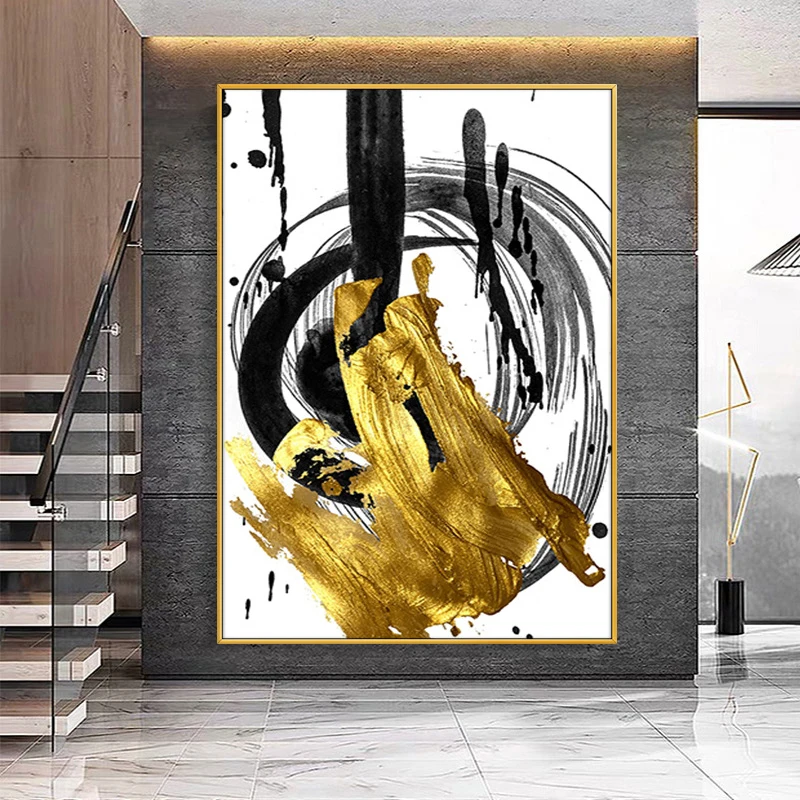 Abstract Modern Large Canvas Wall Art Black and White Hand Painted Oil Painting Gold Artwork Big Picture for Wall Decor Bedroom
Abstract Modern Large Canvas Wall Art Black and White Hand Painted Oil Painting Gold Artwork Big Picture for Wall Decor Bedroom