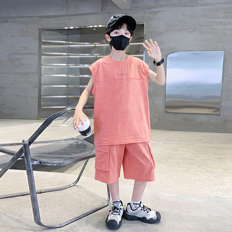 Summer Boys Kids Solid Color Clothing Sets Casual New Arrivals Sleeveless Top and Bottom Cargo Shorts 2pcs Sports Suit 5-14Years
Summer Boys Kids Solid Color Clothing Sets Casual New Arrivals Sleeveless Top and Bottom Cargo Shorts 2pcs Sports Suit 5-14Years
