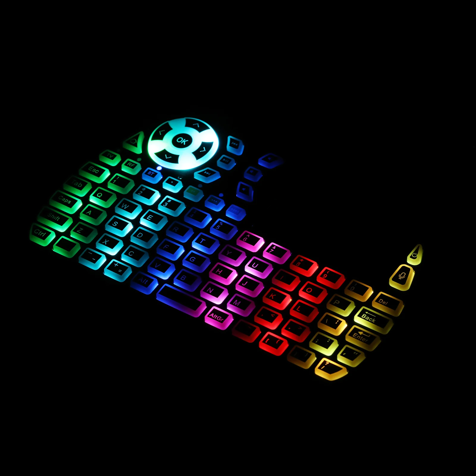 Bluetooth&2.4g Keyboard with Touchpad, IR Learning, RGB Backlight, Rechargeable, for PC, Smart TV, Laptop,Android TV Box
Bluetooth&2.4g Keyboard with Touchpad, IR Learning, RGB Backlight, Rechargeable, for PC, Smart TV, Laptop,Android TV Box