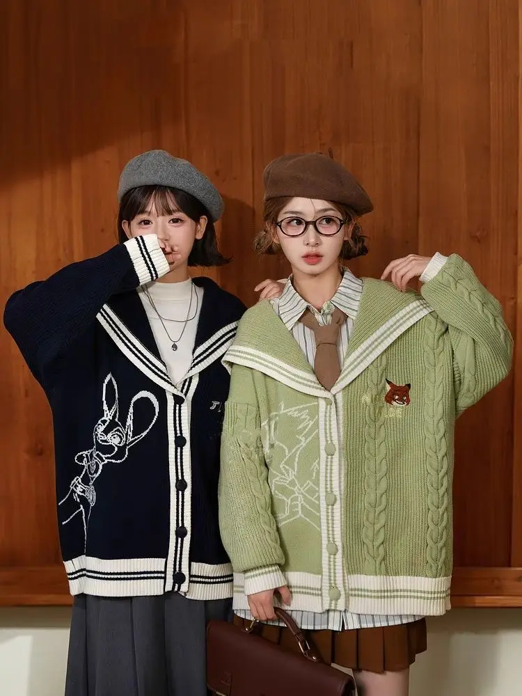 College Style Knitted Cardigan Women Sweater Coat Autumn/Winter New Sweet Loose Casual Versatile Navy Collar Sweaters Women Tops
College Style Knitted Cardigan Women Sweater Coat Autumn/Winter New Sweet Loose Casual Versatile Navy Collar Sweaters Women Tops